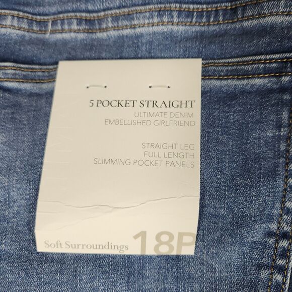 Soft Surrounding Jeans Womens 18P Straight Girlfriend Embroidered Floral NEW - Picture 16 of 16